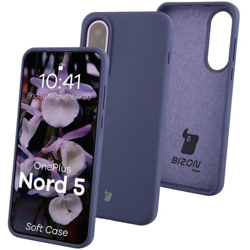 Silikonowe etui Bizon Soft Case w ciemnoniebieskim kolorze, idealne do OnePlus Nord 5.