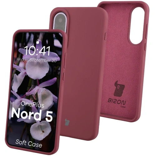 Silikonowe etui Bizon Soft Case w ciemnofioletowym kolorze na telefon OnePlus Nord