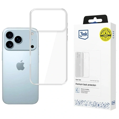 Etui 3MK Clear Case do Apple iPhone 17 Pro, przezroczyste, idealnie dopasowane do telefonu.
