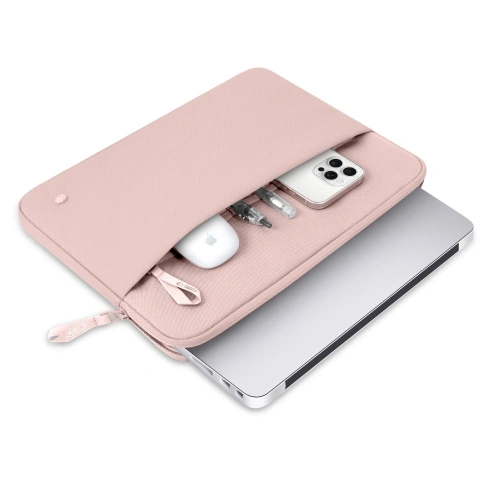 Torba Tech-Protect Sleeve na laptopa, widok z przodu w r&oacute;żowym kolorze