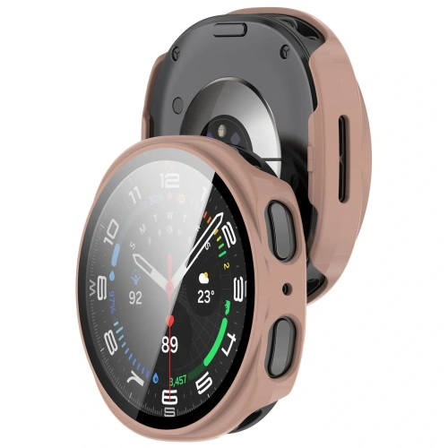 Etui ze szkłem Bizon Case+Glass Watch w różowym kolorze dla Samsung Galaxy Watch 8 40mm