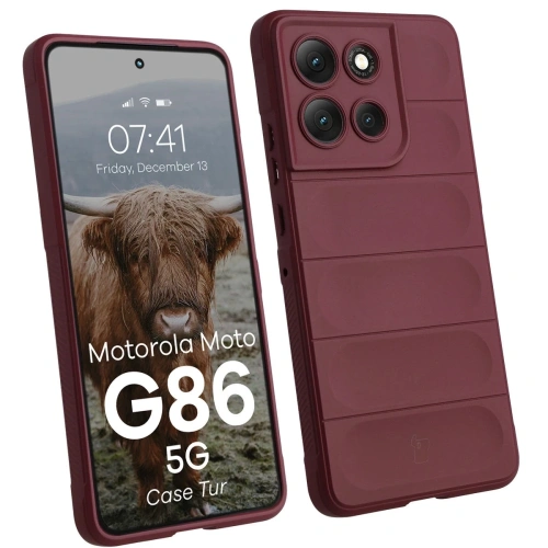 Pancerne etui Bizon Case Tur w burgundowym kolorze, idealne do Motorola Moto G86 5G.