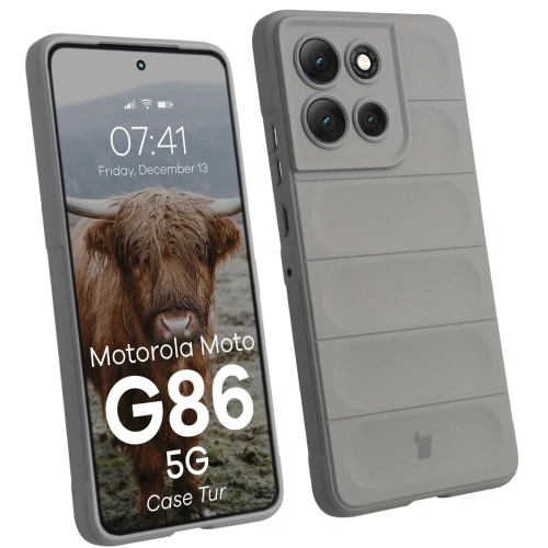 Etui Bizon Case Tur w jasnoszarym kolorze, idealne do Motorola Moto G86 5G.