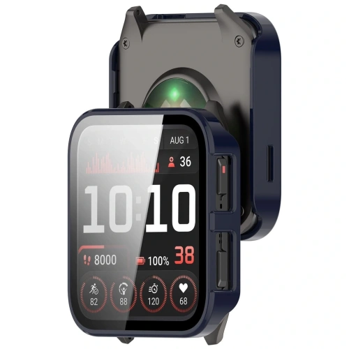 Etui Bizon Case+Glass Watch do Garmin Venu X1 w kolorze niebieskim, idealne dla aktywnych użytkowników.