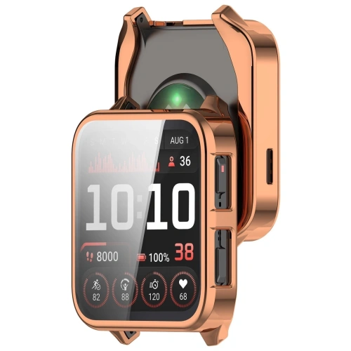 Etui z osłoną ekranu Bizon Case Watch Felipe do Garmin Venu X1 w różowo-złotym kolorze