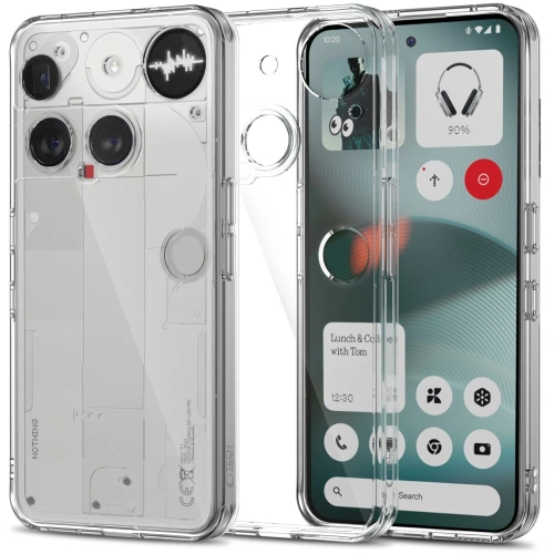 Etui Tech-Protect Flexair Hybrid do Nothing Phone 3 w przezroczystym kolorze z bliska, ukazujące detale.