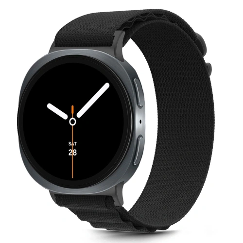 Stylowy czarny pasek Tech-Protect nylonowy, idealny do Galaxy Watch 8 Classic