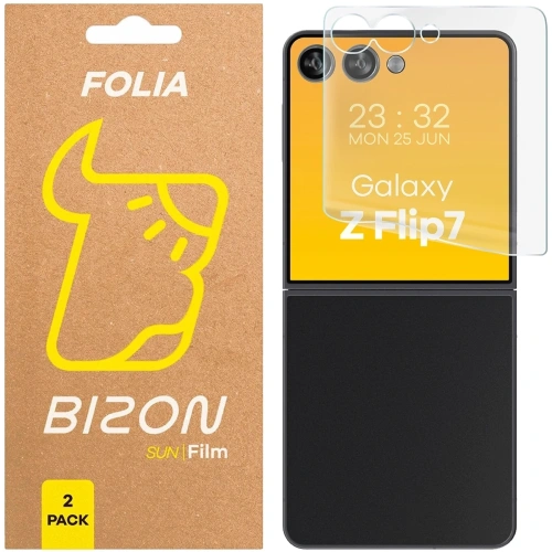 Folia matowa Bizon Glass Film Sun Duo do Samsung Galaxy Z Flip7 w zestawie 2 sztuk.