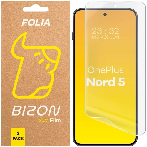 Folia matowa Bizon Glass Film Sun Duo do OnePlus Nord 5 w zestawie 2 sztuk, idealna ochrona ekranu.