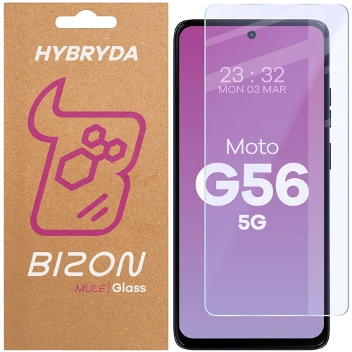 Elastyczne szkło hybrydowe Bizon Glass Mule dla Motorola Moto G56 5G, idealne dopasowanie.