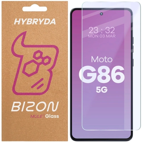 Elastyczne szkło hybrydowe Bizon Glass Mule dla Motorola Moto G86 5G, idealne do ochrony ekranu.