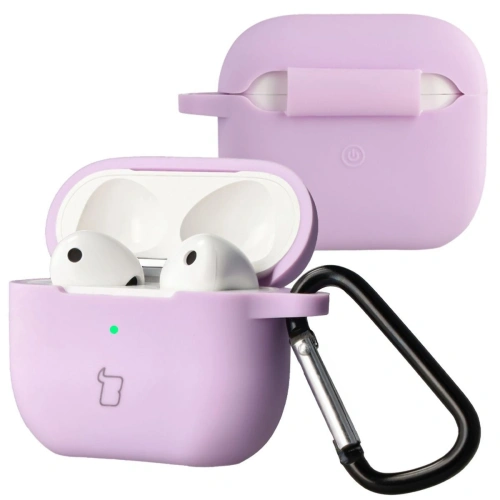 Silikonowe etui Bizon Case w kolorze lawendowym, idealne do Apple AirPods 3.