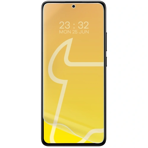 Folia matowa Bizon Glass Film Sun na tle telefonu Xiaomi POCO X7 Pro, prezentująca doskonałe dopasowanie.