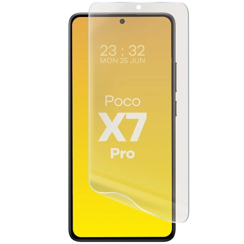 Folia matowa Bizon Glass Film Sun w trakcie aplikacji na ekranie Xiaomi POCO X7 Pro.