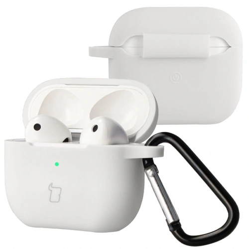 Silikonowe etui Bizon Case w białym kolorze, idealne do Apple AirPods 3.