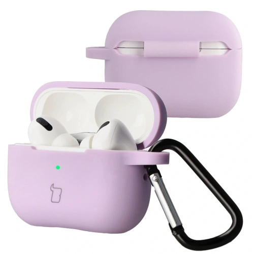 Silikonowe etui Bizon Case w kolorze lawendowym, idealne do Apple AirPods Pro 2.