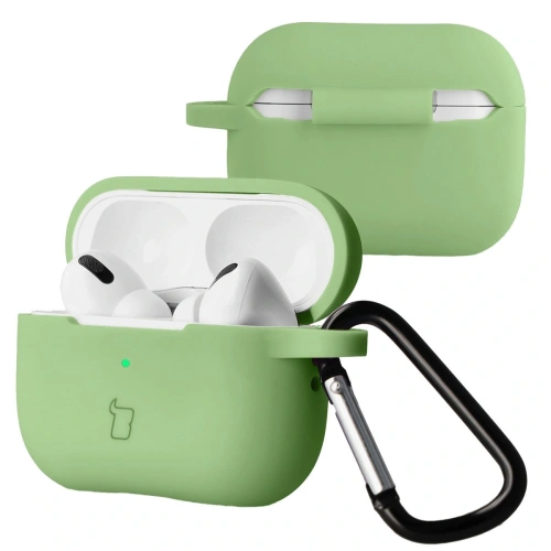 Silikonowe etui Bizon Case w jasnozielonym kolorze, idealne do Apple AirPods Pro 2.