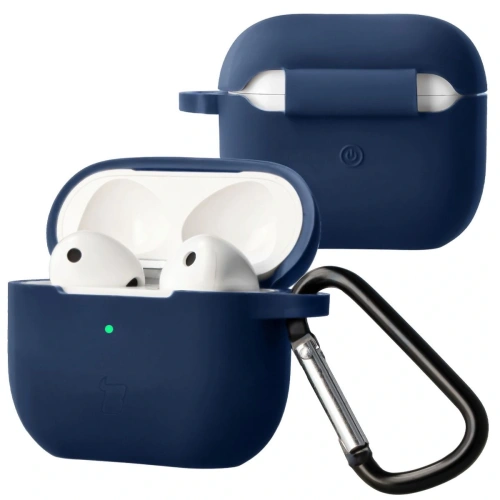 Silikonowe etui Bizon Case w kolorze granatowym, idealne do Apple AirPods 4.