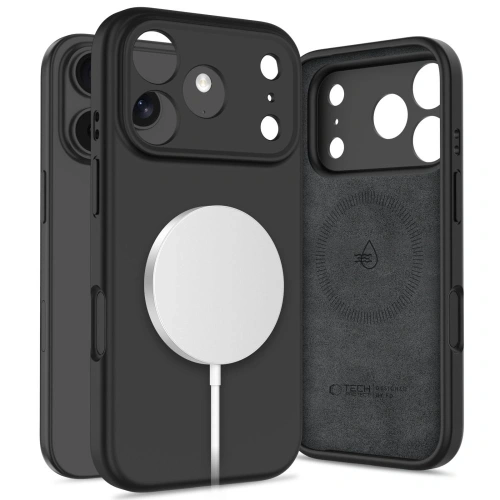 Etui Tech-Protect Silicone MagSafe w kolorze czarnym, idealnie dopasowane do iPhone 17 Pro Max.