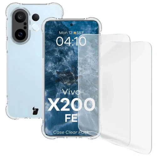 Elastyczne etui Bizon Case Clear Pack do Vivo X200 FE w przejrzystym kolorze