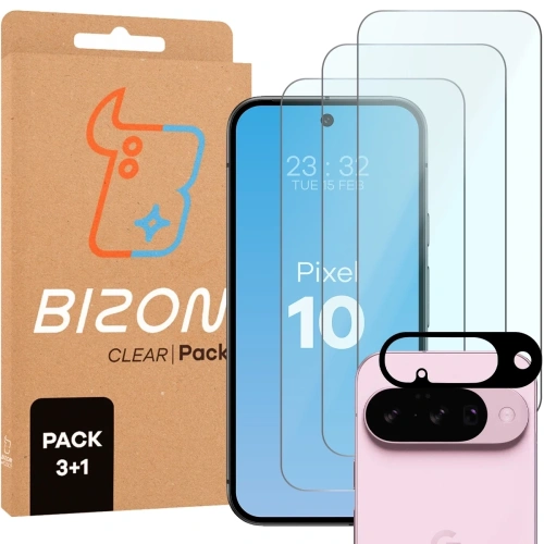 Szkło na ekran Bizon Glass Clear Pack dla Google Pixel 10, idealnie dopasowane