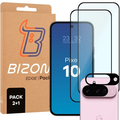 Szkło na ekran BIZON Edge Pack do Google Pixel 10, idealnie dopasowane do telefonu.