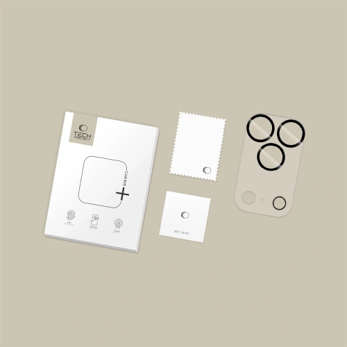 Opakowanie osłony aparatu Tech-Protect Cam Fit+ do Apple iPhone 17 Pro w przezroczystym designie.