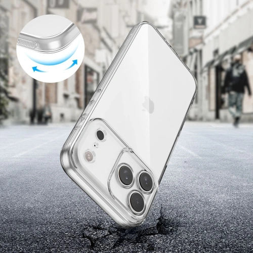 Etui Tech-Protect FlexAir umieszczone na Apple iPhone 17 Pro, prezentujące jego elegancki wygląd.