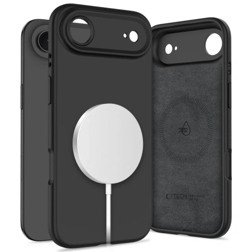 Etui Tech-Protect Silicone MagSafe w kolorze czarnym, idealnie dopasowane do Apple iPhone 17.