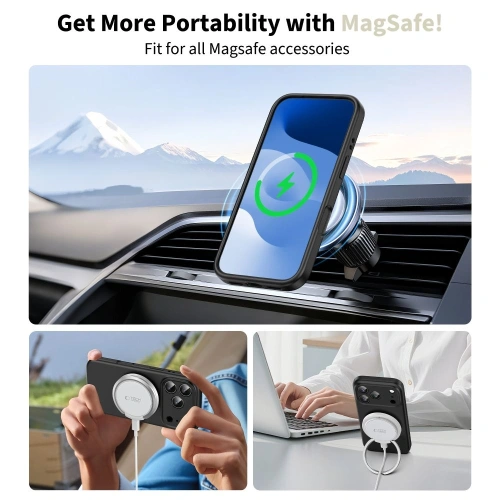 Etui Tech-Protect założone na Apple iPhone 17 Pro, prezentujące idealne dopasowanie.