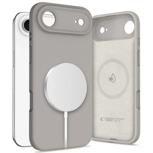 Etui Tech-Protect Silicone MagSafe do Apple iPhone 17 w kolorze szarym, idealnie dopasowane do telefonu.