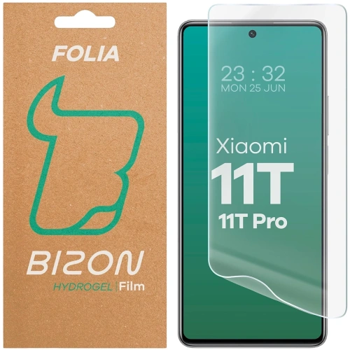 Folia hydrożelowa Bizon Glass Hydrogel Front na ekran Xiaomi 11T 5G w idealnym dopasowaniu do telefonu.