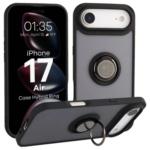 Etui z uchwytem na palec Bizon Case Hybrid Ring na iPhone 17 w przydymionym kolorze