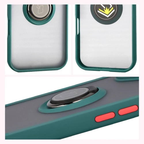 Ciemnozielona ramka etui Bizon Case Hybrid Ring z bliska