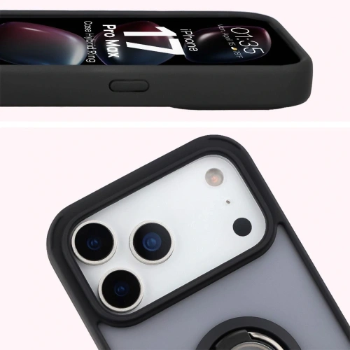 Zbliżenie na uchwyt na palec w etui Bizon Case Hybrid Ring dla lepszego trzymania telefonu.