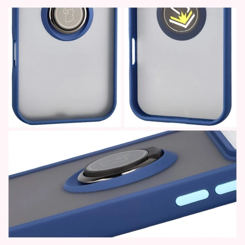 Etui Bizon Case na iPhone 17 Pro Max, pokazujące granatową ramkę