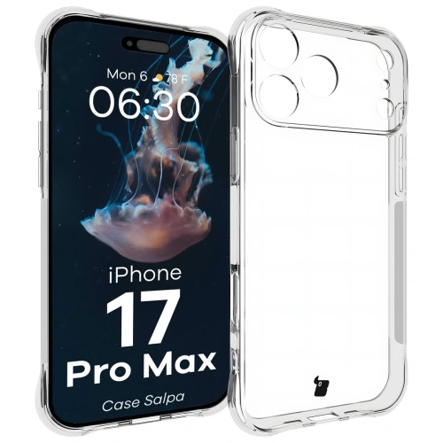 Elastyczne etui Bizon Case Salpa w przezroczystym kolorze, idealne do iPhone 17 Pro Max.