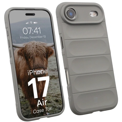Etui Bizon Case Tur w jasnoszarym kolorze, idealnie dopasowane do Apple iPhone 17 Air.