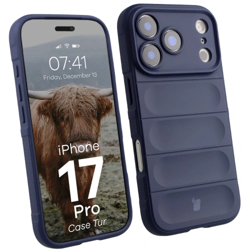 Pancerne etui Bizon Case Tur w granatowym kolorze dla Apple iPhone 17 Pro