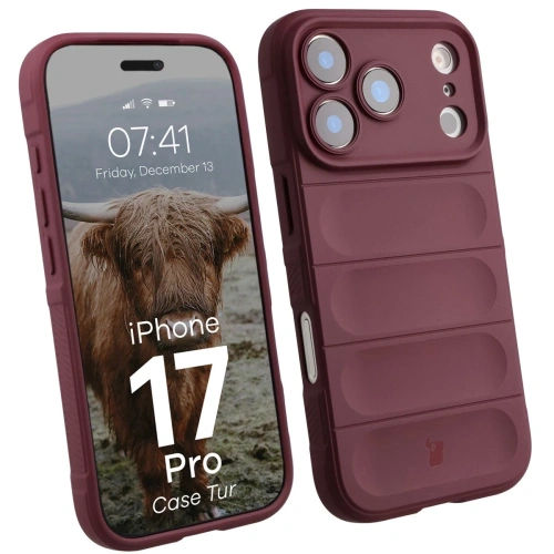 Pancerne etui Bizon Case Tur w burgundowym kolorze, idealne do iPhone 17 Pro
