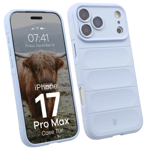 Pancerne etui Bizon Case Tur w jasnoniebieskim kolorze na Apple iPhone 17 Pro Max