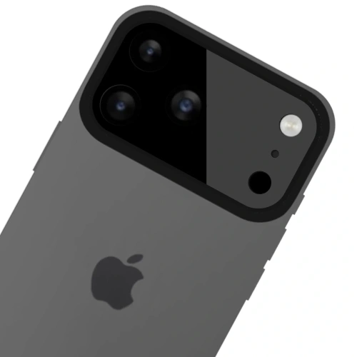 Szkło na aparat zamontowane na iPhone 17 Pro Max, zapewniające ochronę.