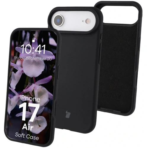 Czarne silikonowe etui Bizon Soft Case na Apple iPhone 17 Air w widoku z przodu.