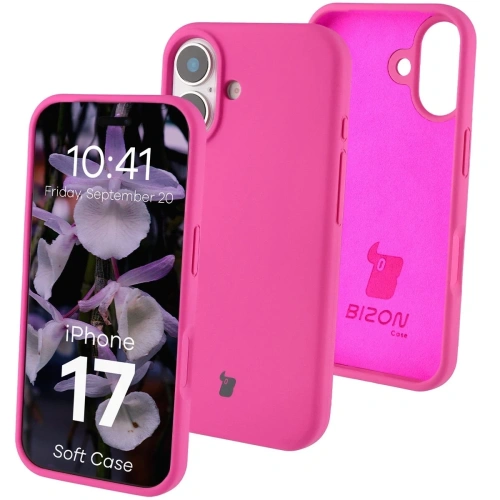 Silikonowe etui Bizon Soft Case w kolorze fuksji dla Apple iPhone 17