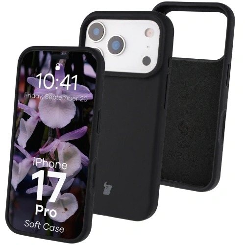 Etui Bizon Soft Case w kolorze czarnym, idealne do Apple iPhone 17 Pro.