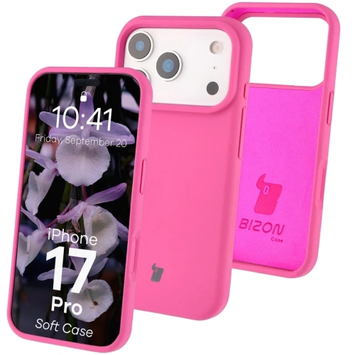 Silikonowe etui Bizon Soft Case w kolorze fuksji, idealne do Apple iPhone 17 Pro