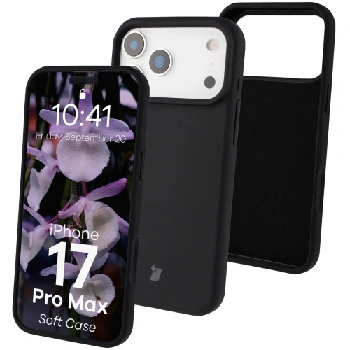 Silikonowe etui Bizon Soft Case w kolorze czarnym, idealne do Apple iPhone 17 Pro Max.