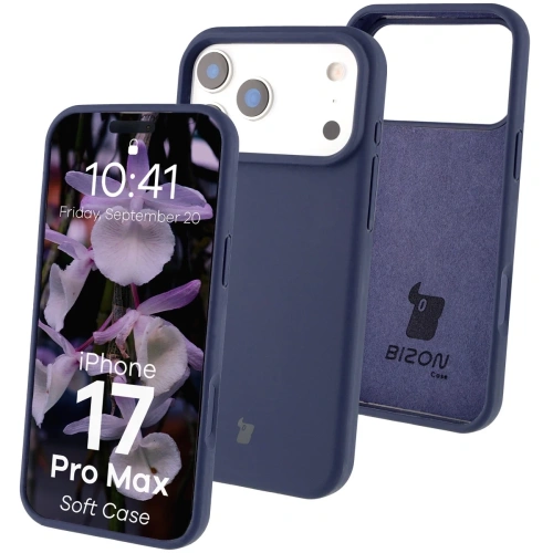 Silikonowe etui Bizon Soft Case w ciemnoniebieskim kolorze na Apple iPhone 17 Pro Max