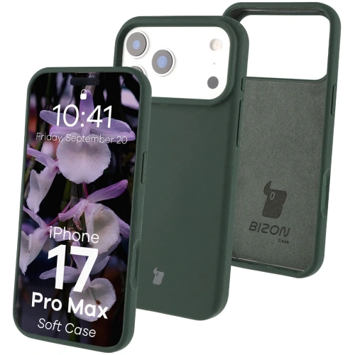 Silikonowe etui Bizon Soft Case w ciemnozielonym kolorze na Apple iPhone 17 Pro Max