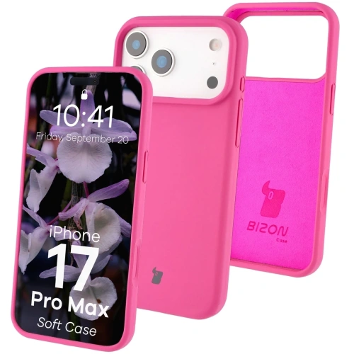 Silikonowe etui Bizon Soft Case w fuksjowym kolorze dla iPhone 17 Pro Max